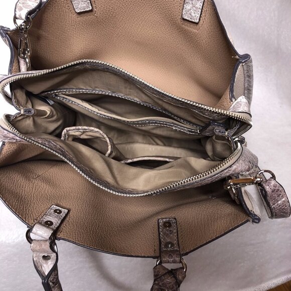 Womens Blush Pink Faux Leather Snakeskin Satchel - Picture 5 of 5